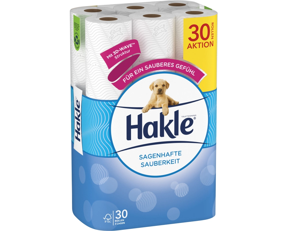HAKLE Toilettenpapier Sagenhafte 4411909 Sauberkeit weiss, 30 Rollen