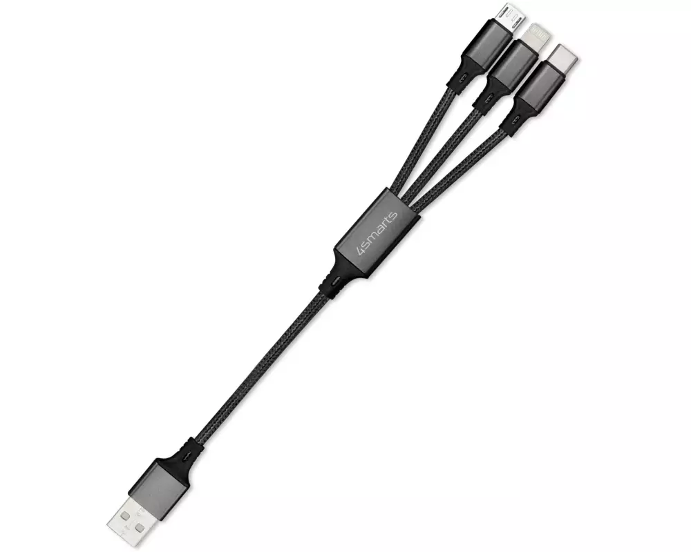 4smarts USB-Ladekabel 2.4A USB-A - Lightning/USB-C/Micro-USB B 0.2 m