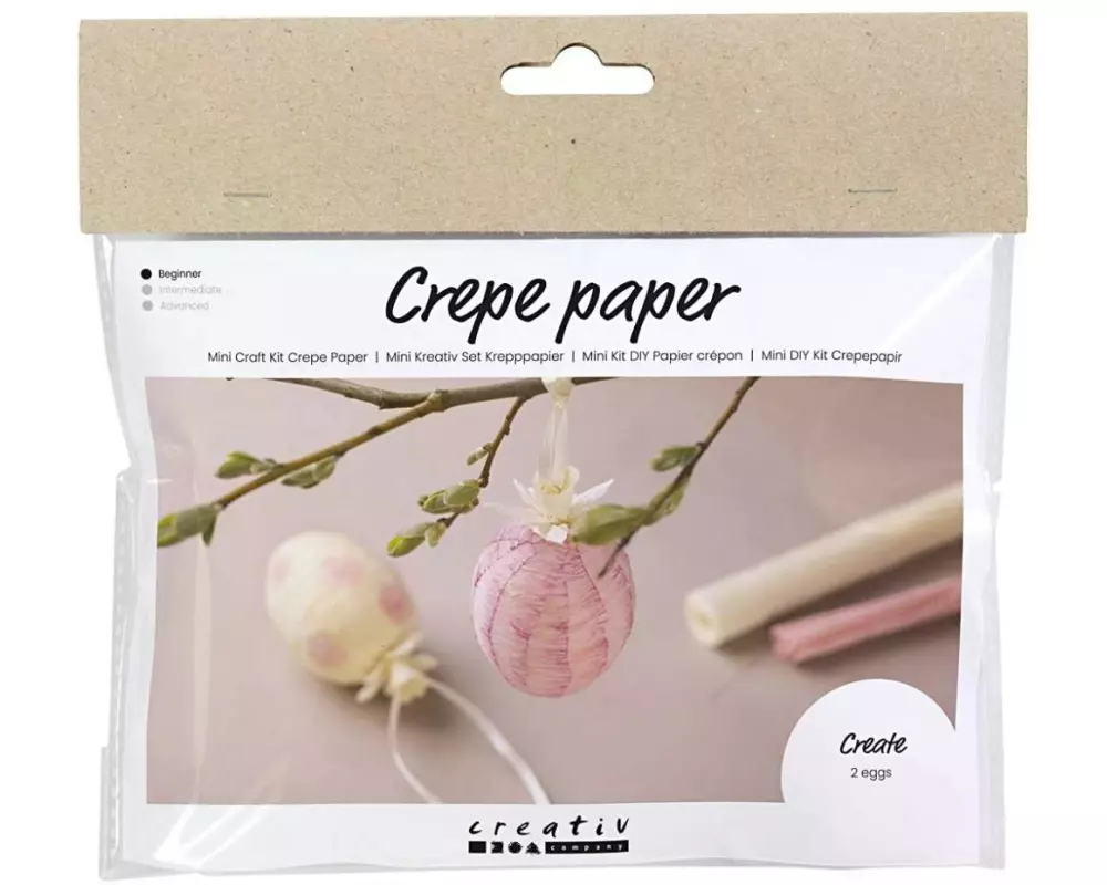 Creativ Company Bastelset Mini Krepppapier Eier 1 Stück, Mehrfarbig