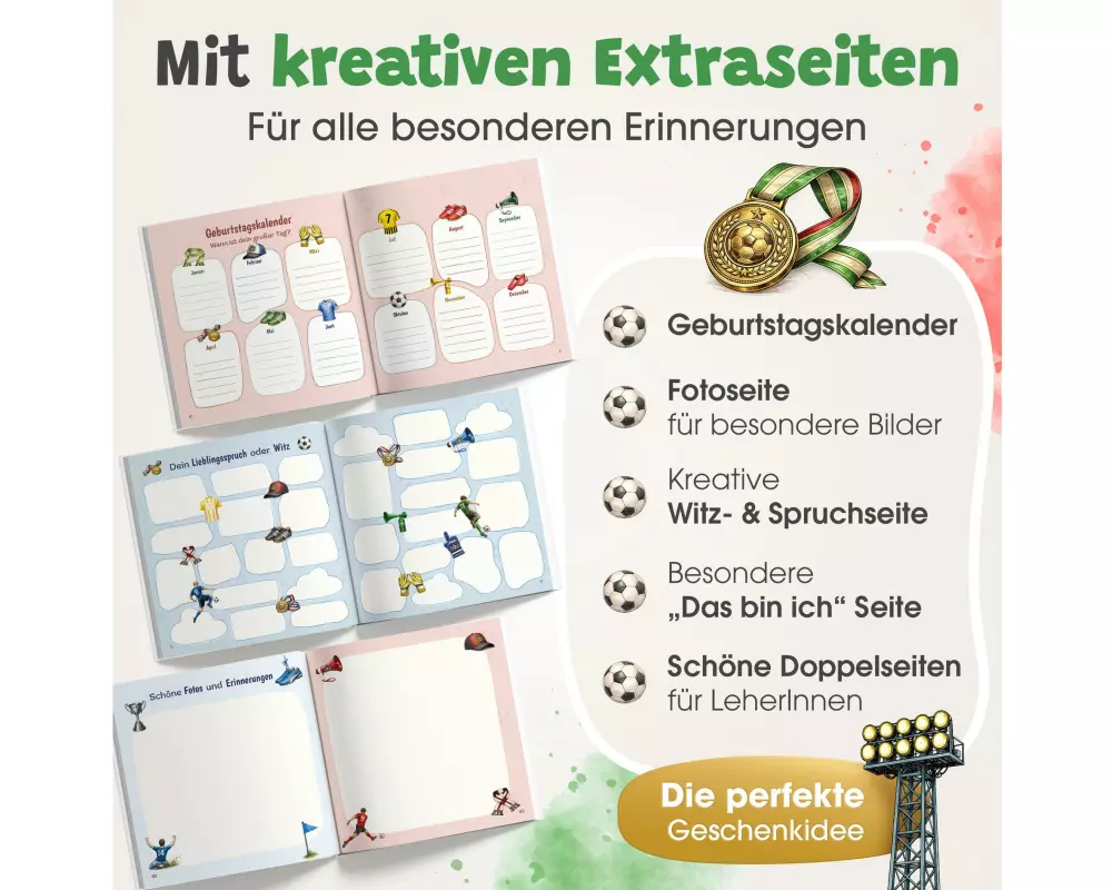Eulentaler Schulfreundebuch Fussball, mit Goldprägung