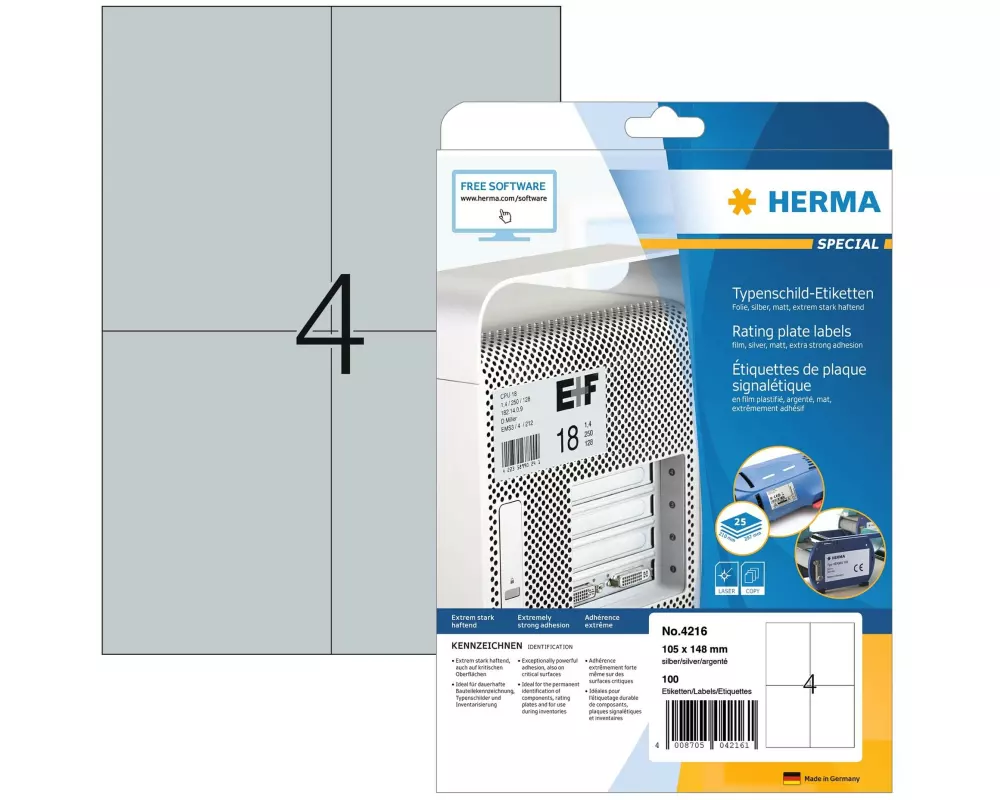 HERMA Typenschild-Etiketten 4216 105 x 148 mm