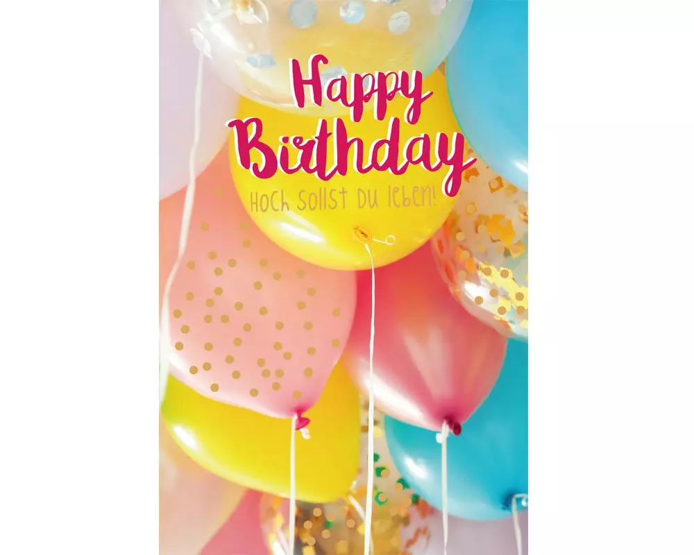 ABC Geburtstagskarte Farbige Ballons B6