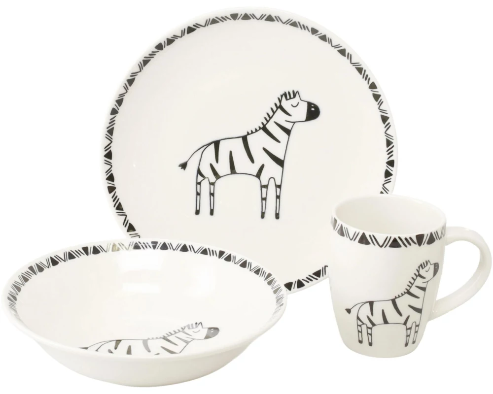creaTable Safari Zebra Steinzeug, 3-tlg.