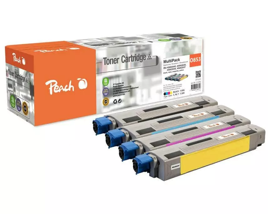 Peach Tonerset OKI MC853 Black/Cyan/Magenta/Yellow