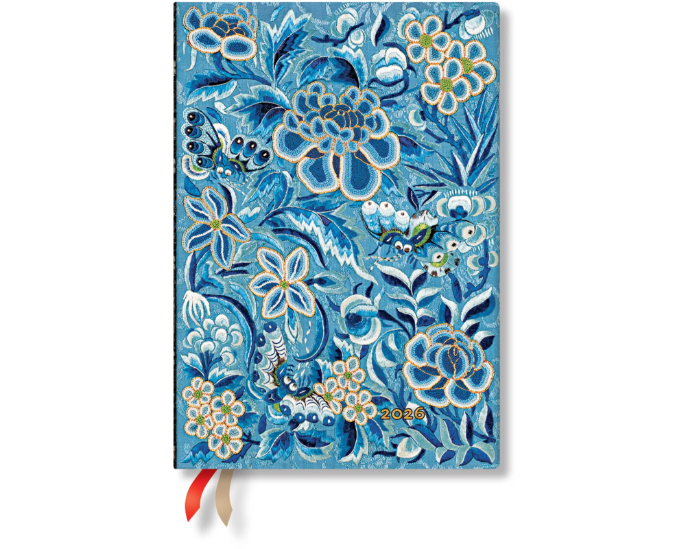 PAPERBLANKS Agenda Blaue Weide 2026 FD0680-1 1W/2S HOR Midi SC DE 13x18cm