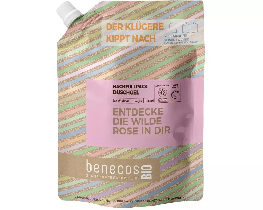Benecos Nachfüllbeutel Duschgel BIO-Wildrose 1000 ml