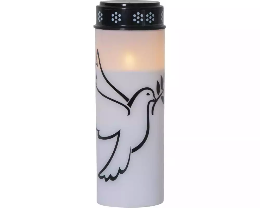 Star Trading LED Grabkerze Taube, Ø 7.5 x 20.5 cm, Weiss