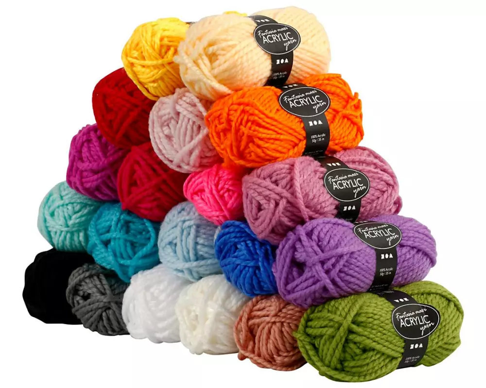 Creativ Company Polyacryl-Wolle Fantasia, Sortierte Farben, 20 x 50 g