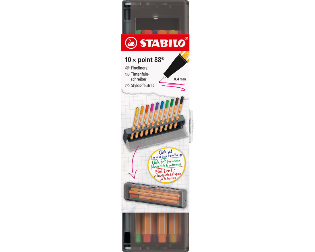 STABILO Fineliner Point 88 0.4mm 8810-5 Klicketui 10 Stück