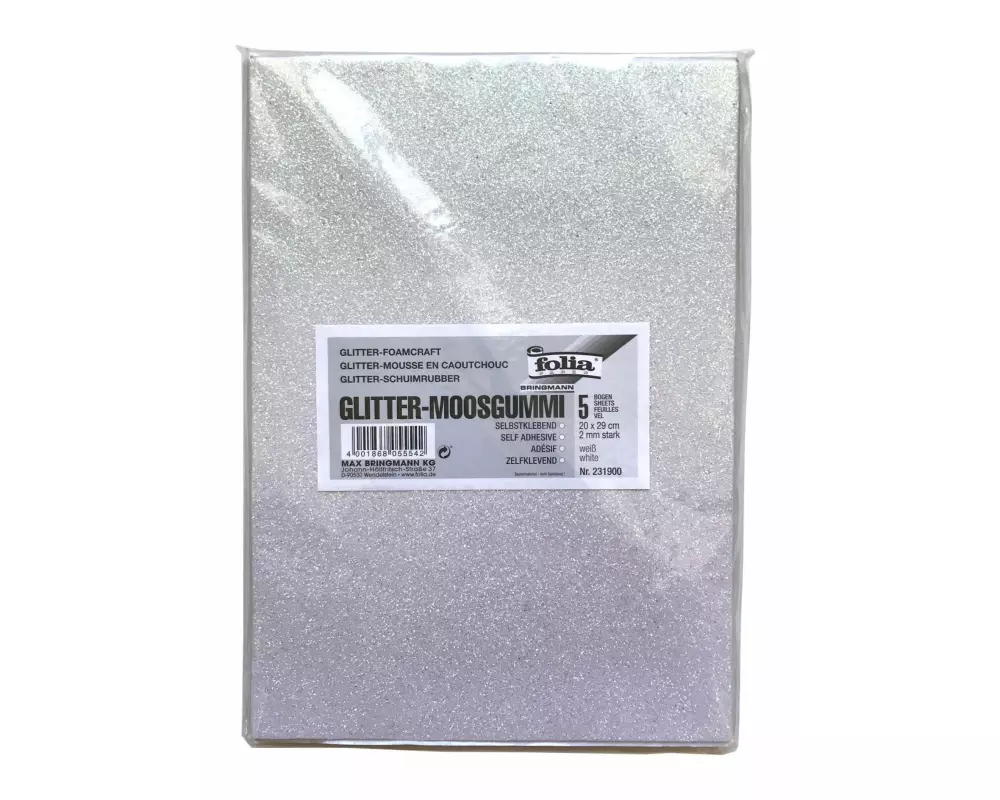 Folia Moosgummi-Set Glitter 5 Stück, Silber