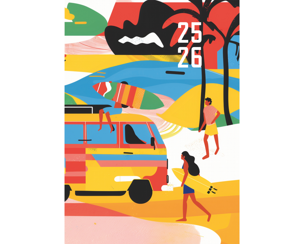 SIMPLEX Schüleragenda Feelings 25/26 500302.26 1T/1S 12M Beachlife 12x16.5cm