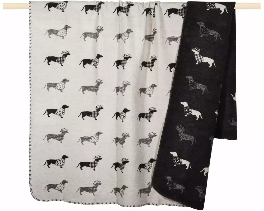 pad Decke Dackel 200 x 150 cm, Schwarz/Grau