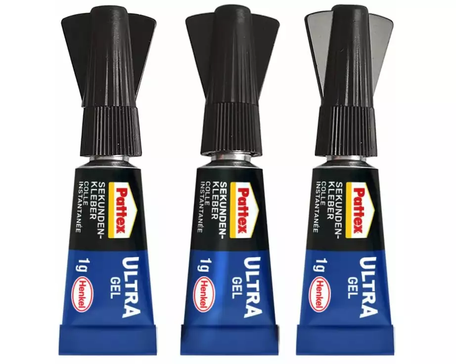Pattex Sekundenkleber Ultra Gel Mini Trio 3 x 1 g, Transparent