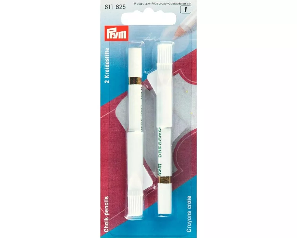 Prym Kreidestift mit Bürste, 2 Stück, weiss