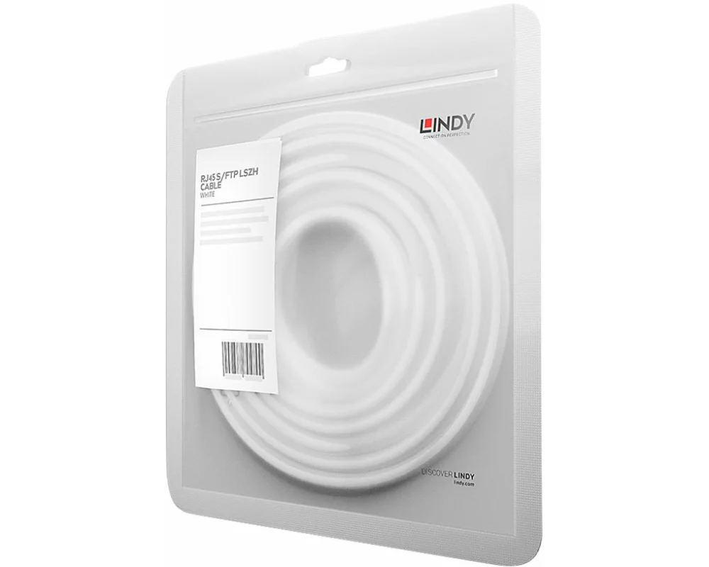 LINDY Patch Cable, Cat.7, S/FTP, RJ45-RJ45, 5m, white, LSOH, PIMF, Cat7 rawcable with Cat6a conncetors