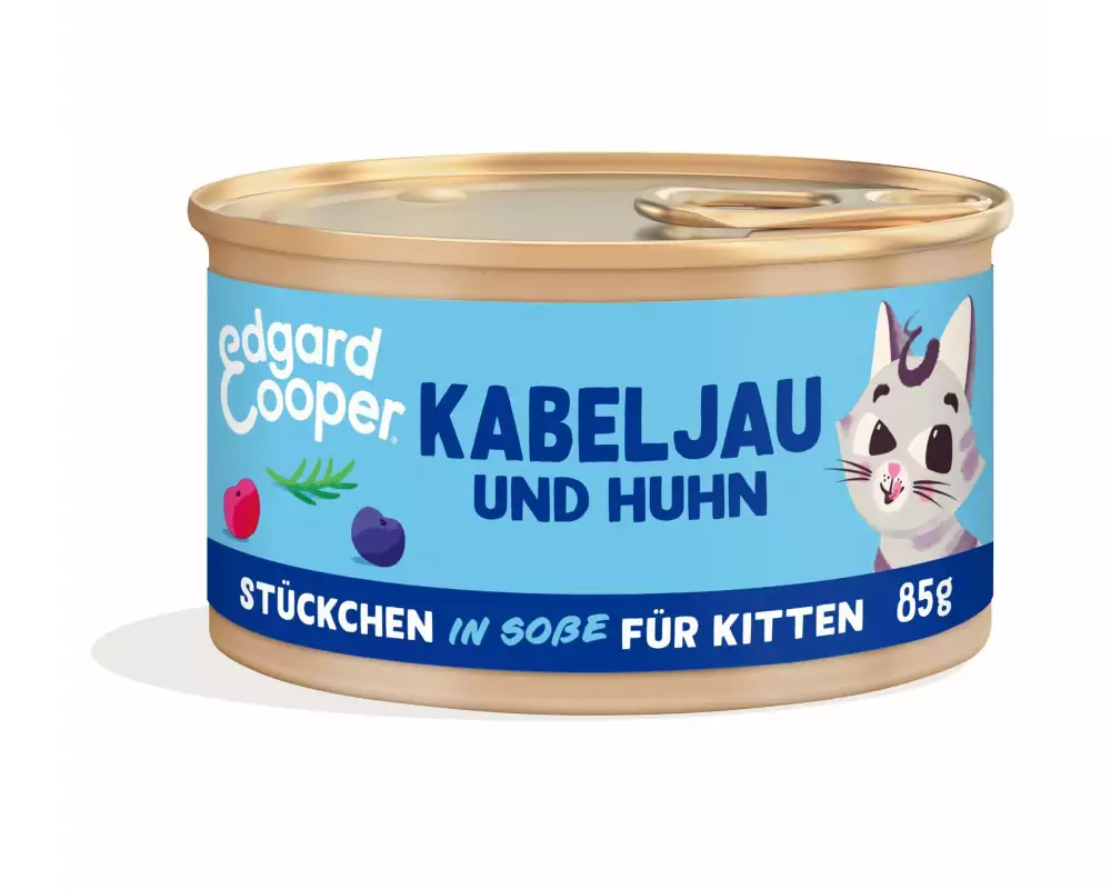 Edgard & Cooper Nassfutter Kitten MSC-Kabeljau & Huhn, 18 x 85g