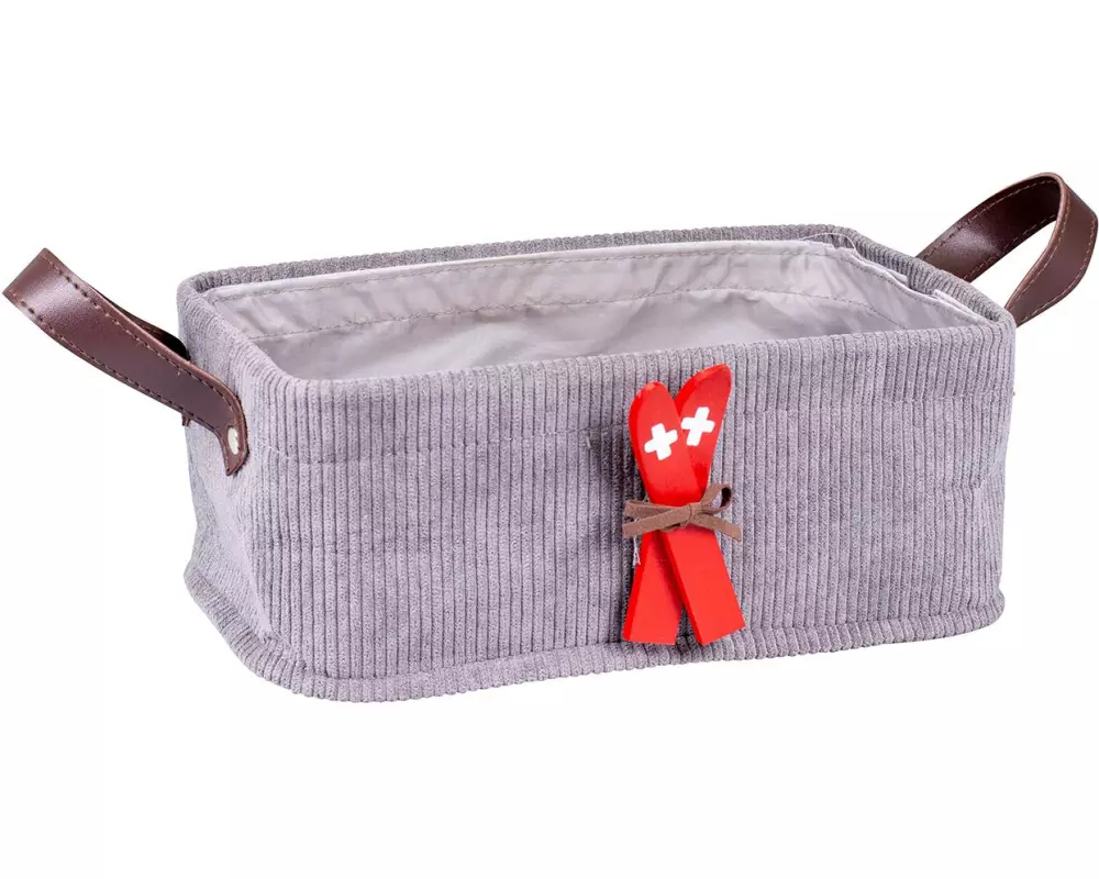 Kadastar Brotkorb Stripes & Skis Grau