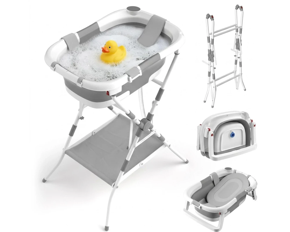 relaxdays Babybadewanne Grau/Weiss