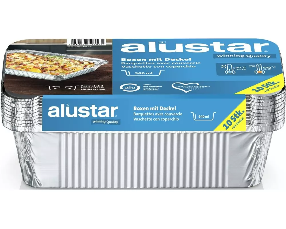 Alustar Grillschale mit Deckel 21 x 11 x 5.4 cm, 10 Stück