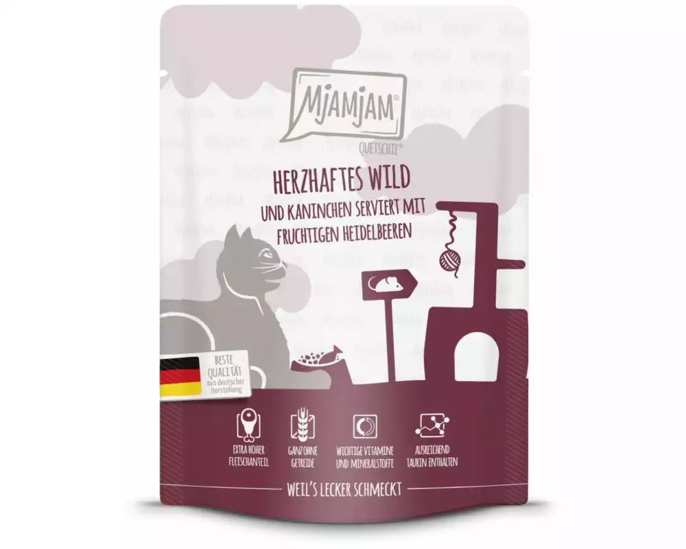 Mjamjam Nassfutter Quetschie Wild & Kaninchen, 300 g