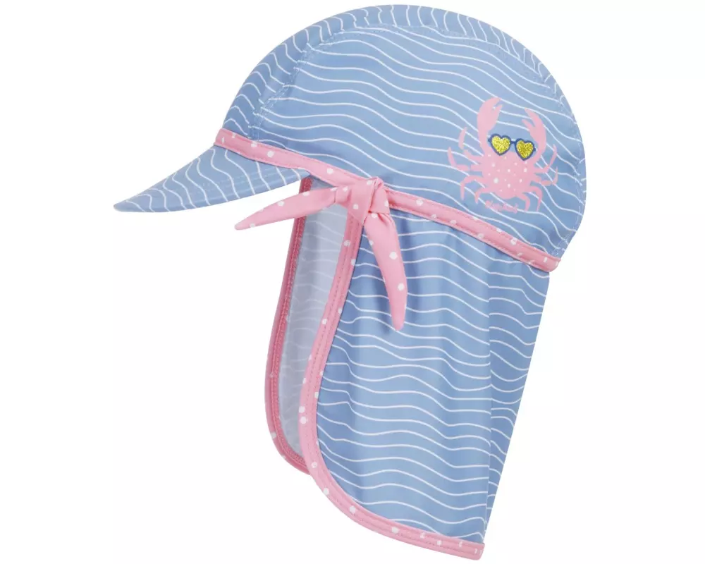 Playshoes Sommermütze UV-Schutz Krebs Blau/Pink Gr. 49 cm