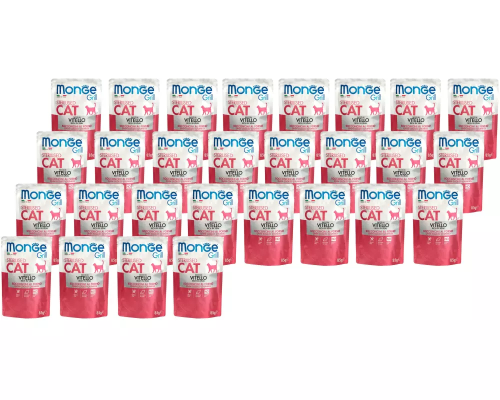 Monge Nassfutter Grill Sterilised Kalb, 28 x 85 g