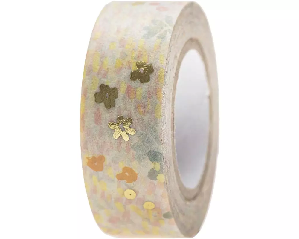 Rico Design Washi Tape Blumenwiese 1.5 cm x 10 m, Türkis