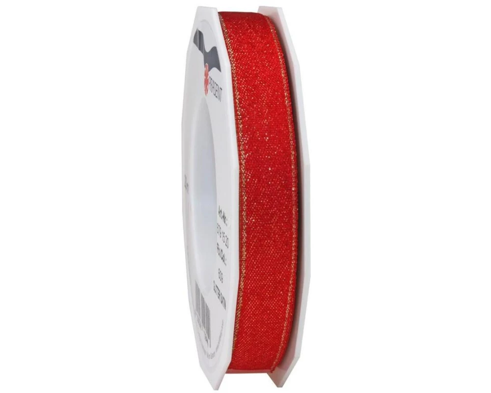 Pattberg Geschenkband Satin 15 mm x 20 m, Rot/Gold