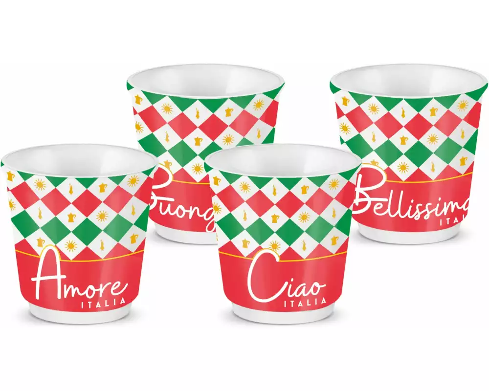 Bialetti Espressotasse Italia Damier, 80 ml, 4 Tassen