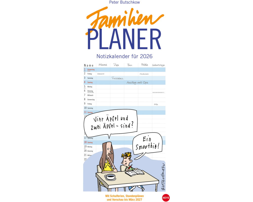 HEYE Familienplaner Butschkow 2026 1588+26 1M/1S DE 5 Spalten 21x45cm