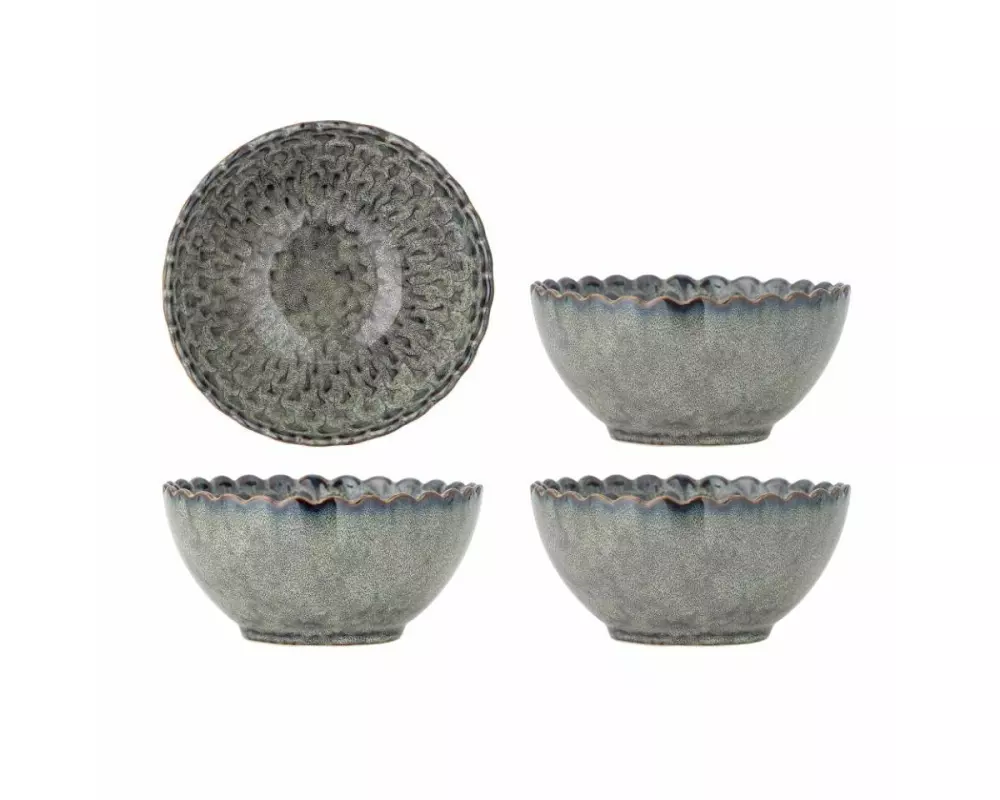 Bloomingville Schüssel Katrina, Steinzeug, Grau, 4 Stück