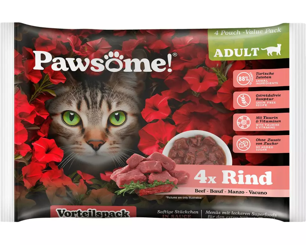 Pawsome Cat Superfood Adult Rind 4 x 85 g