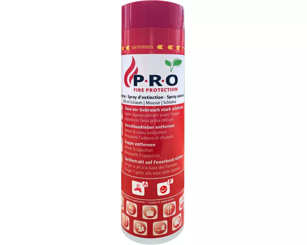 P.R.O. Feuerlöschspray Schaum Brandklasse A,F 600 ml