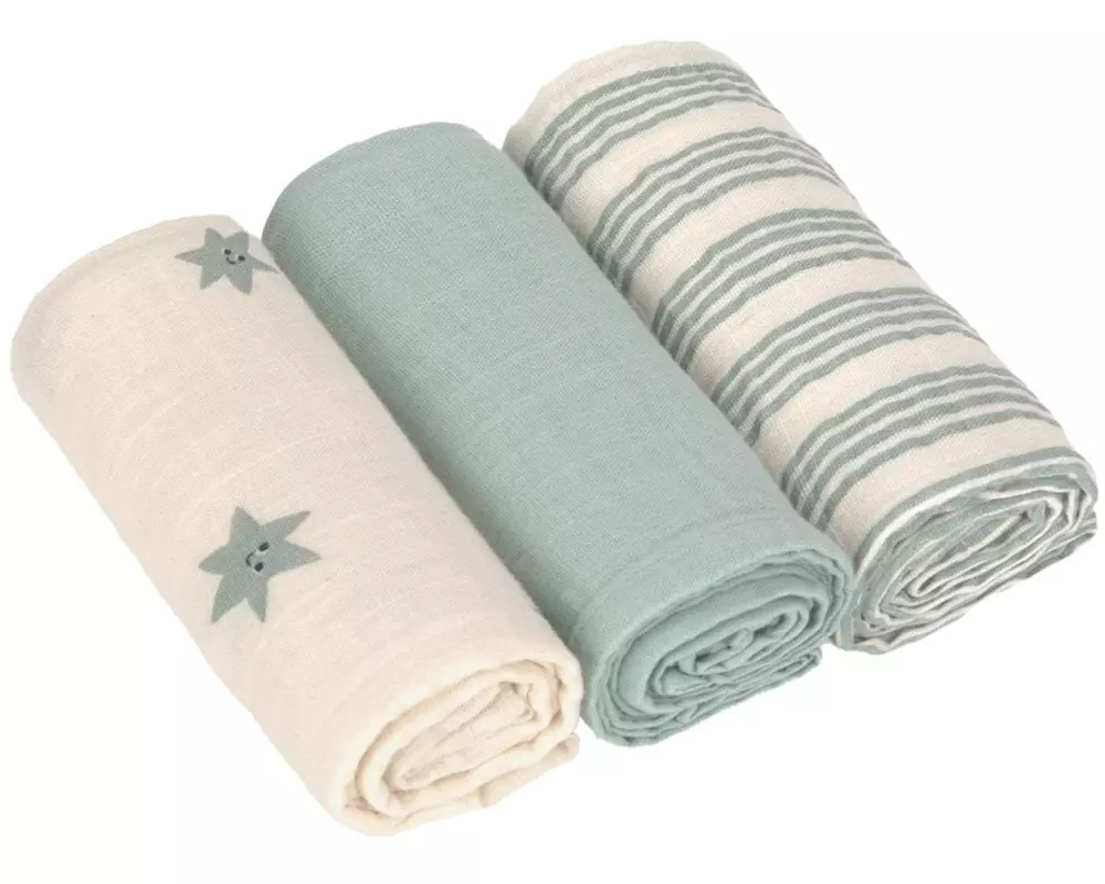 Lässig Mulltuch Tiny Team M 3 Stück, 60 cm x 60 cm, Grün