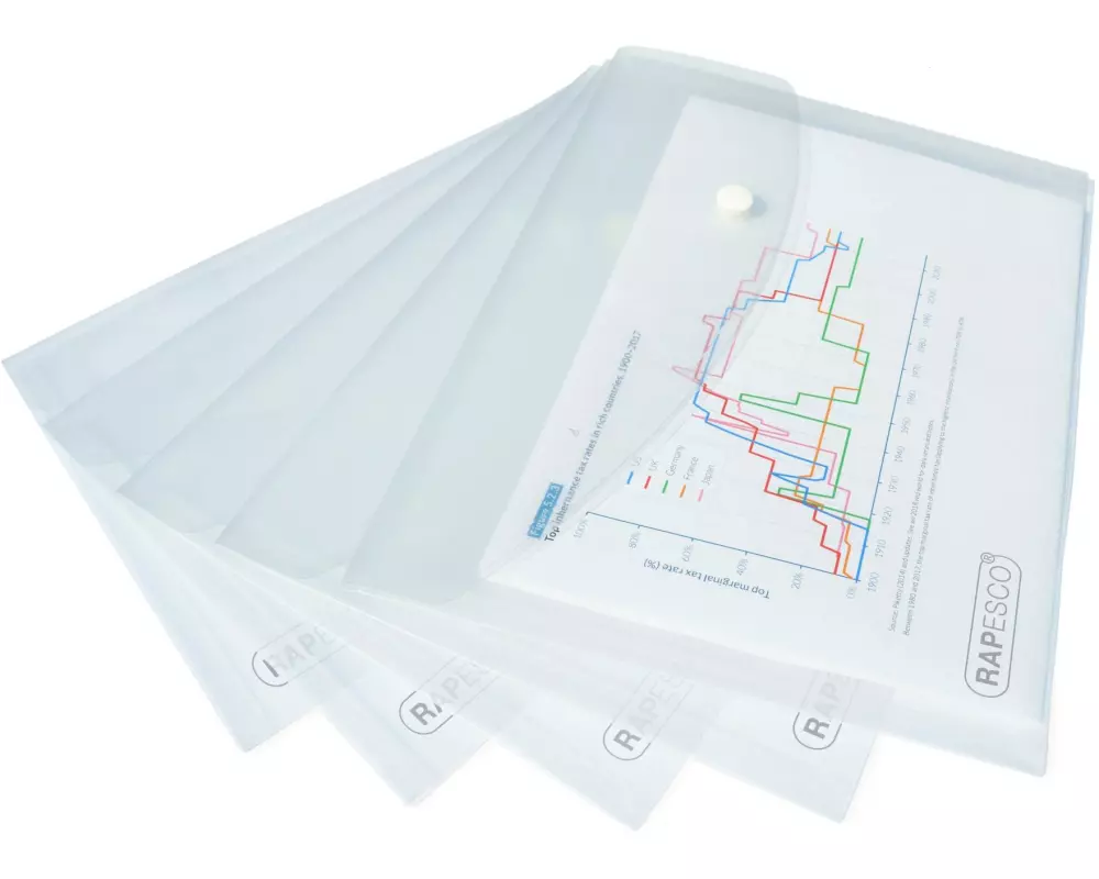 Rapesco Dokumentenmappe A5, Transparent, 5 Stück