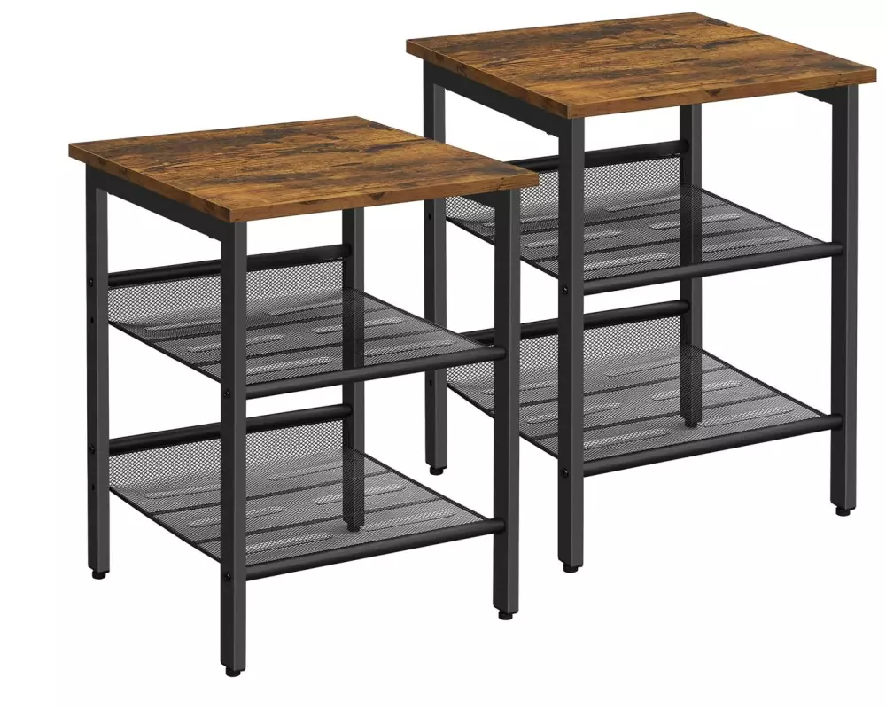 VASAGLE mit Gitterablagen 2er Set, Braun/Schwarz