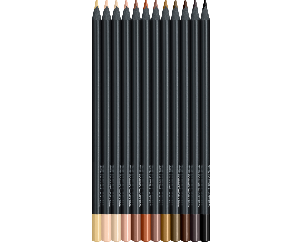 Faber-Castell Farbstifte Black Edition 12er Etui, sortiert, Mehrfarbig