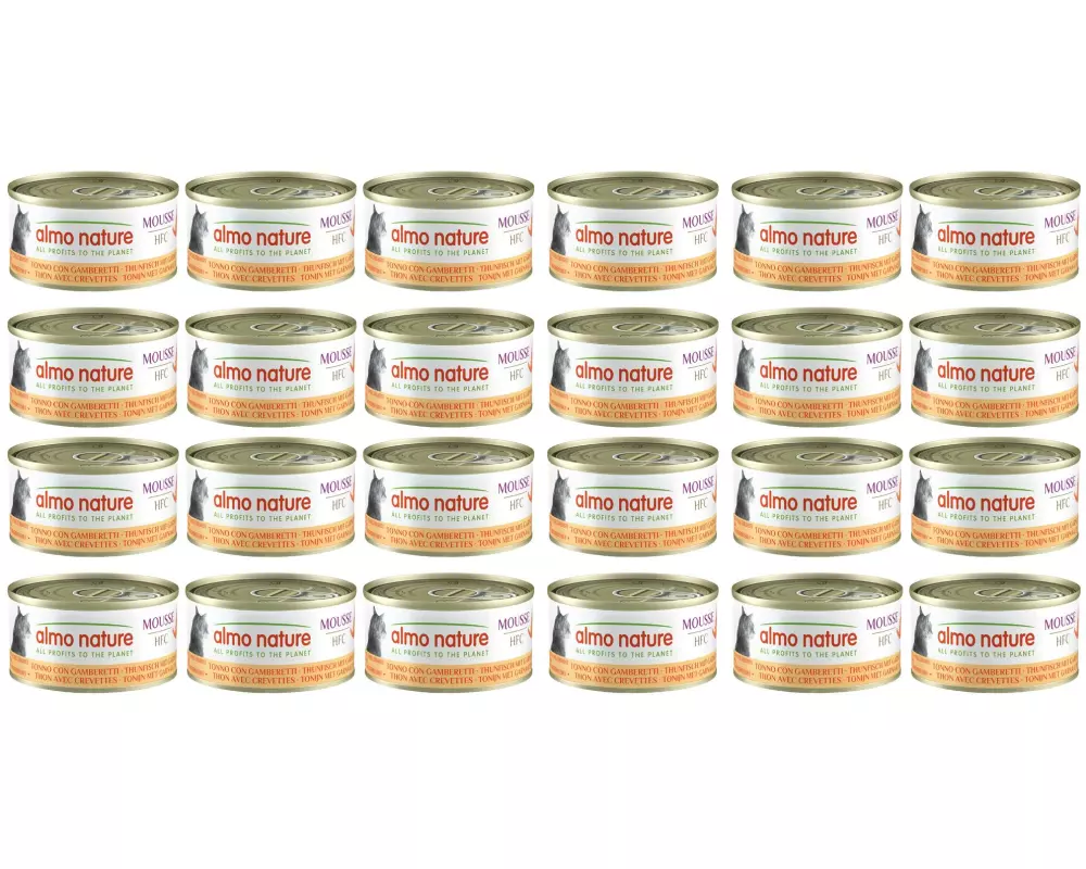 Almo Nature Nassfutter HFC Mousse Thunfisch und Garnelen 24 x 70 g