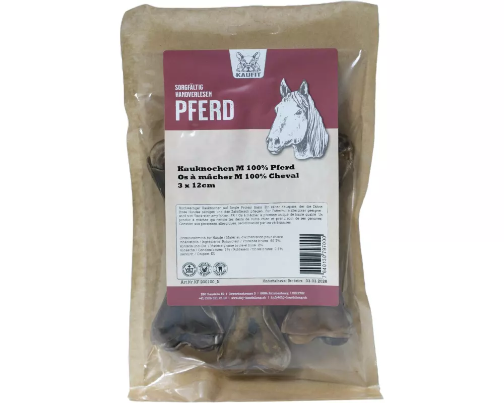 Kaufit Kauknochen Pferd, 12 cm, 165 g, 3 Stück
