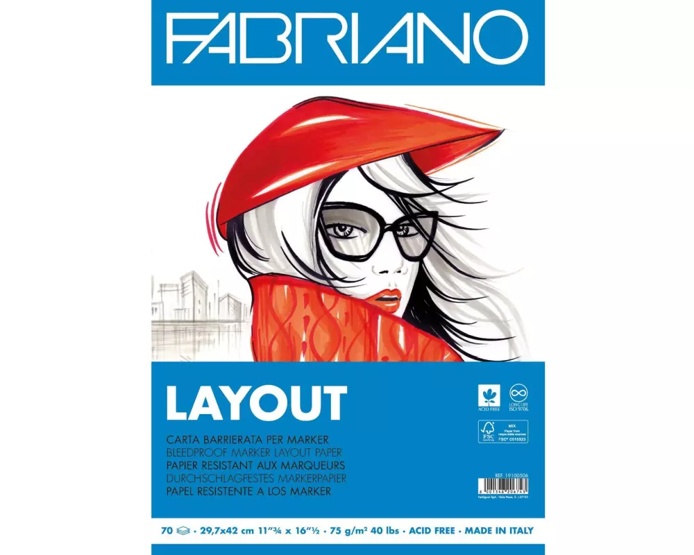 Fabriano Zeichenblock Layout A3, 70 Blatt