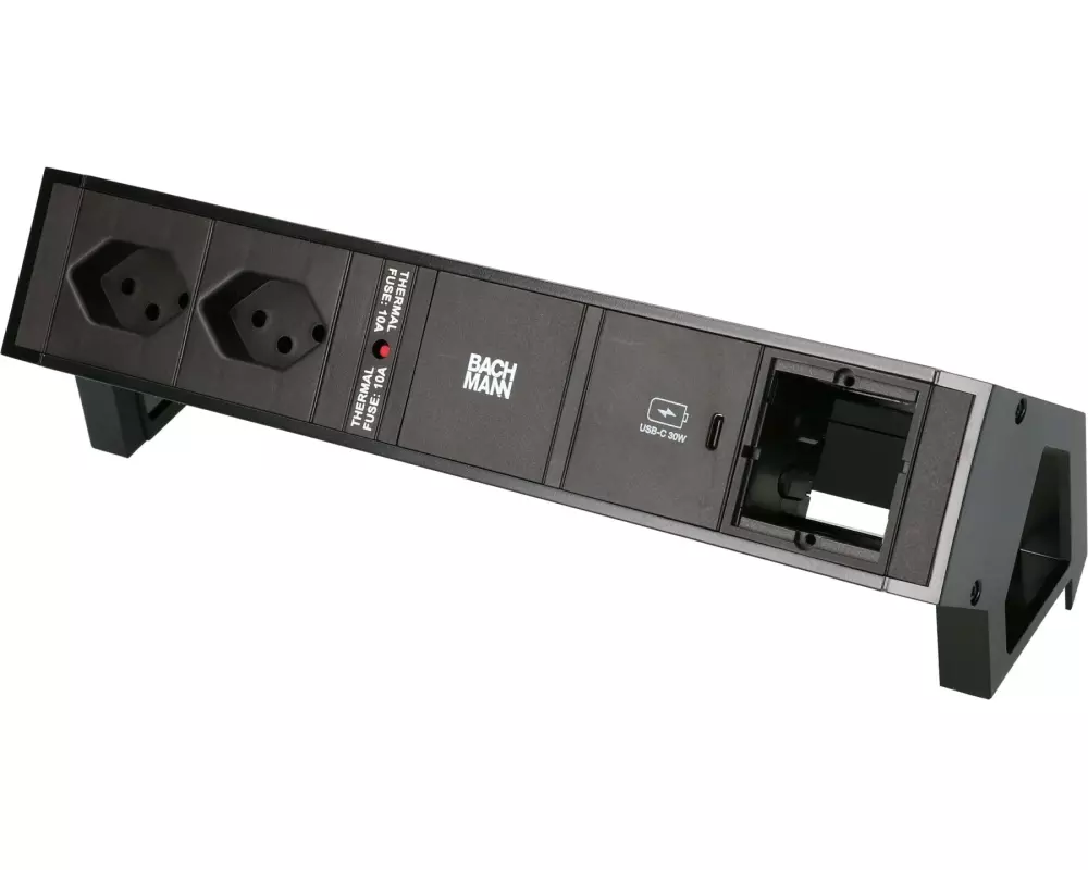 Bachmann Tischsteckdosenleiste DESK 2, 2x T13, 1x USB C, 1x Custom