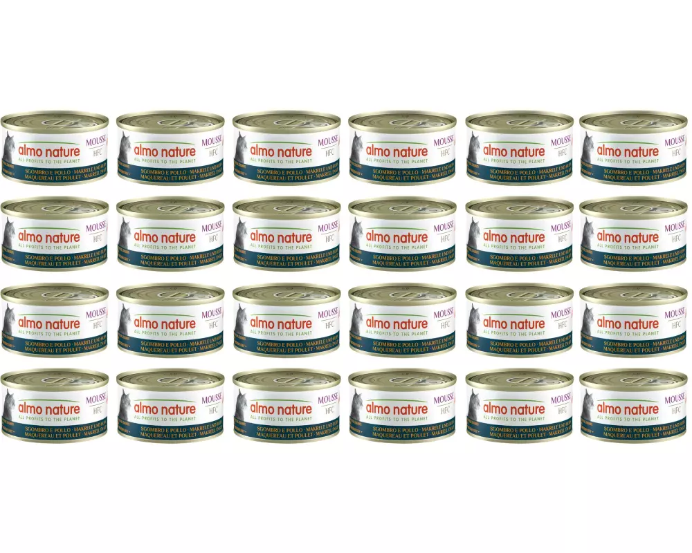 Almo Nature Nassfutter HFC Mousse Makrele und Huhn 24 x 70 g