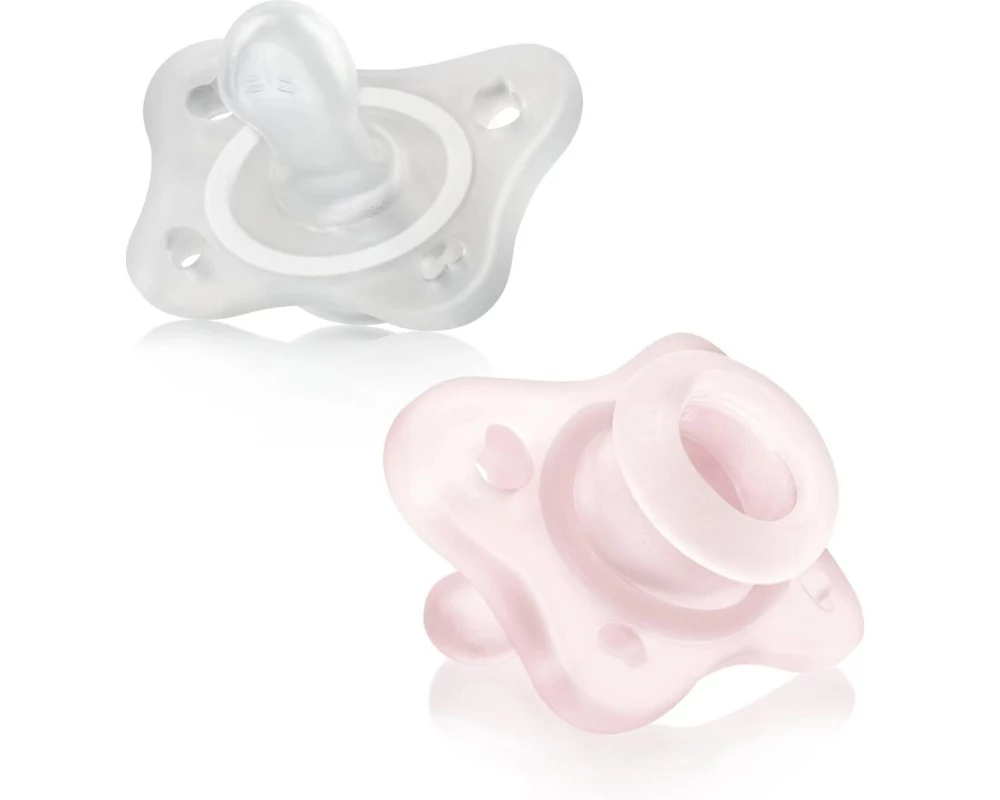 Chicco Nuggi Physioforma Mini Soft, 2er 0-2M, pink, Silikon