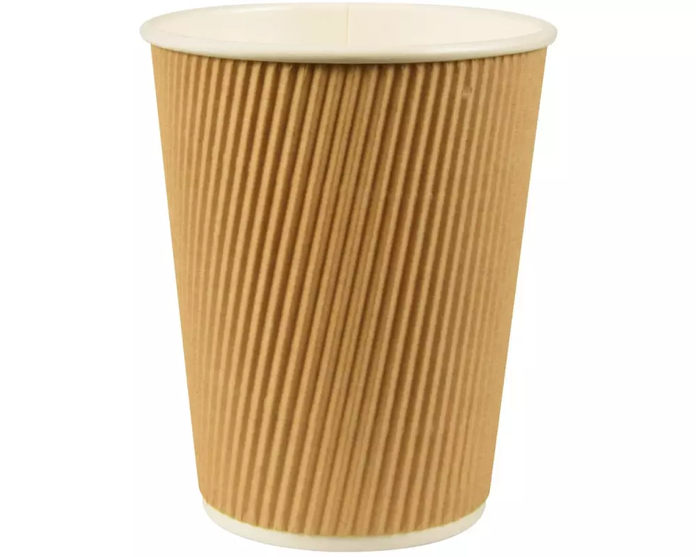 Papstar Einweg-Kaffeebecher Ripple Wall 200 ml 25 Stück, Nature