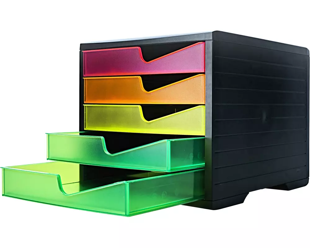 Styro Schubladenbox NeonLine 5 Schubladen, Schwarz