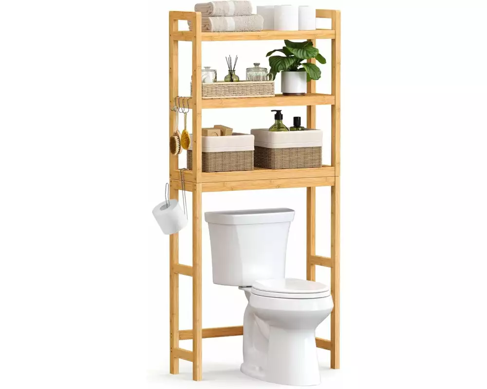 Songmics Badezimmerregal mit 3 Ablagen 63 x 170 cm, Braun