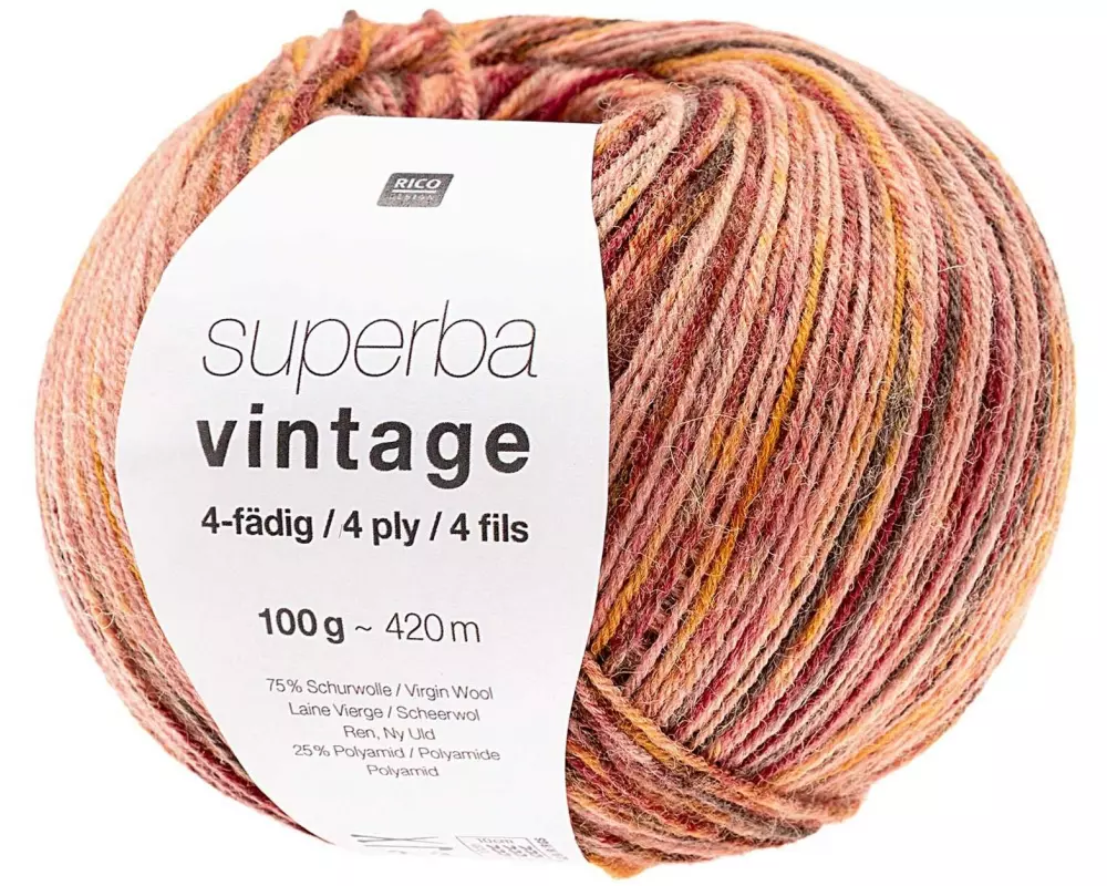 Rico Design Wolle Soft Vintage für Socken 4-fädig, 100 g, Lachs