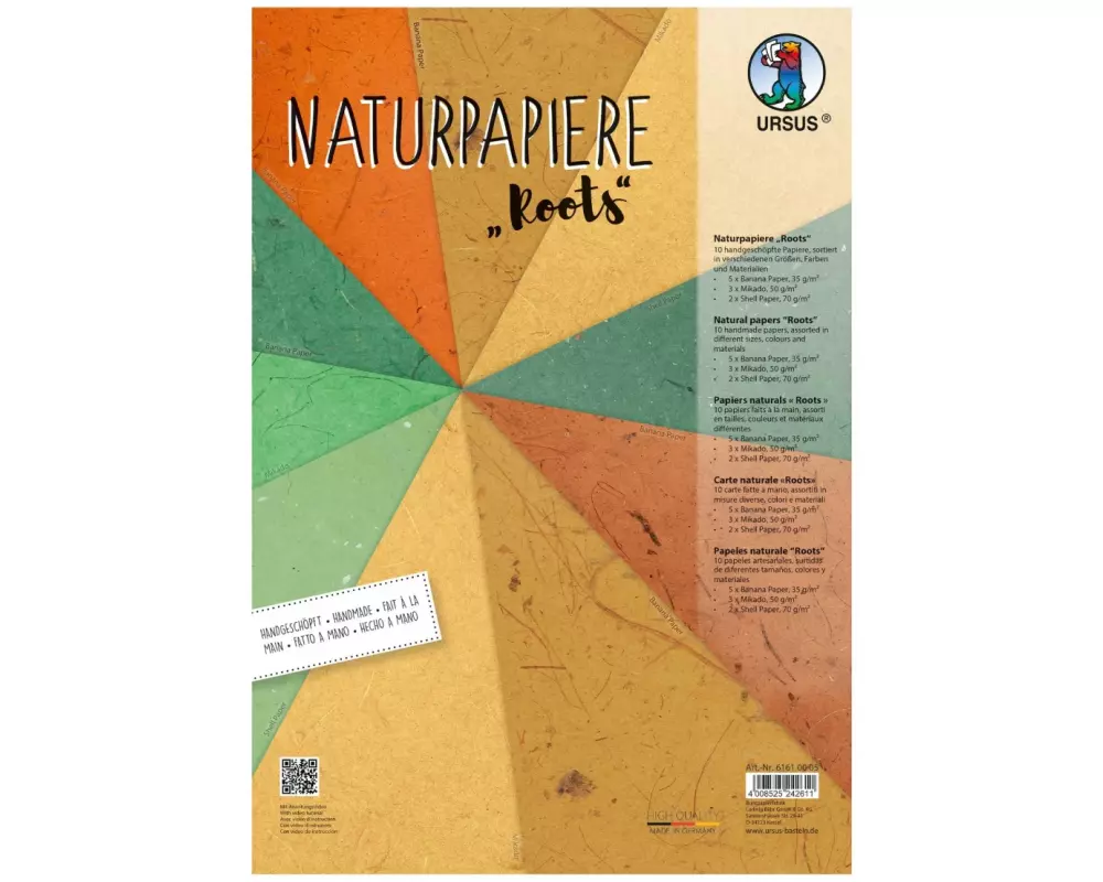 URSUS Bastelpapier Naturpapier Roots 23 x 33 cm, 70 g/m², 10 Bl