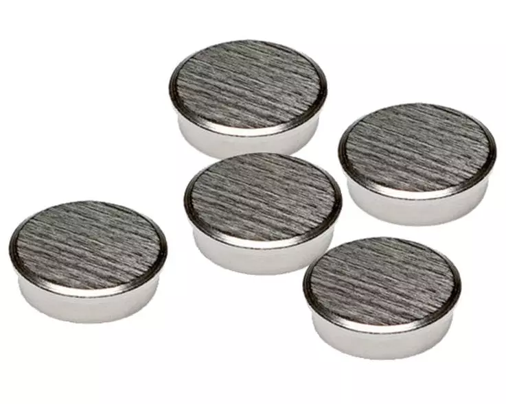 Franken Haftmagnet Chrom Ø 25 mm, 5 Stück, Silber