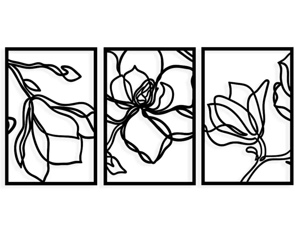 Wallxpert Wanddekoration Adda Blume 3-teilig, 120x56.5 cm